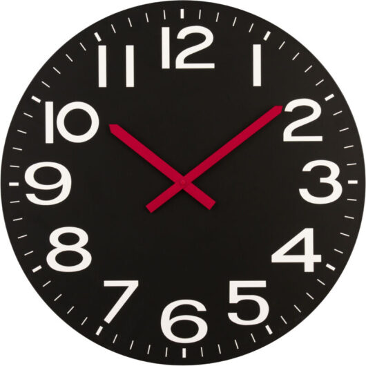 Premier Housewares - Black mdf and White Numbers Wall Clock