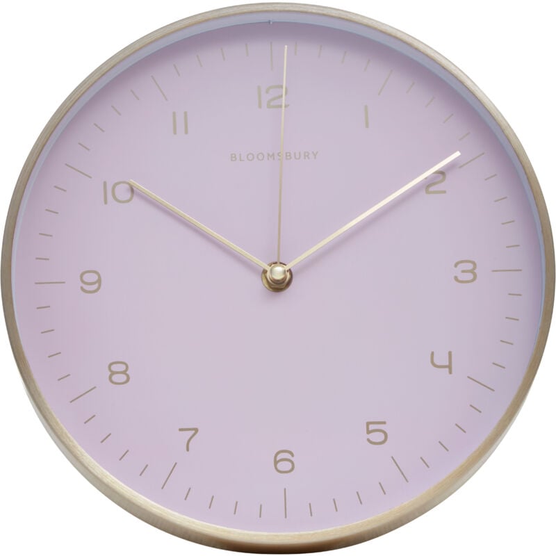 Premier Housewares - Wall Clock Gold / Pink Finish Frame Clocks For Living Room / Bedroom / Contemporary Style Round Shaped Design Metal Clocks For
