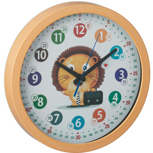Relaxdays - Wall Clock, Learn, Time, Battery Power, Kitchen, Office, Analog, Second Hand, Numerals, Diameter 30cm, Yellow