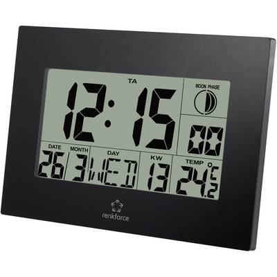 Renkforce E0311R Radio Wall clock 230 mm x 163 mm x 28 mm Black