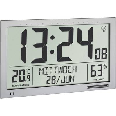 TFA Dostmann 60.4517.54 Radio Wall clock 368 mm x 230 mm x 29 mm Silver Large display