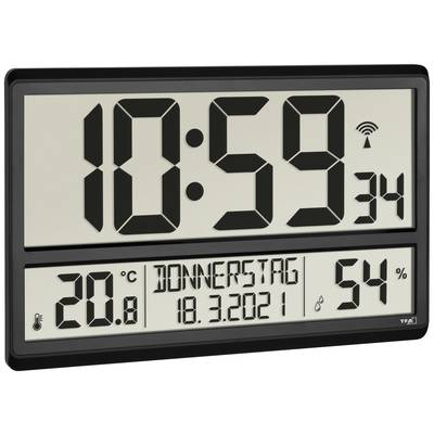 TFA Dostmann 60.4520.01 Radio Wall clock 360 mm x 28 mm x 235 mm Black Large display