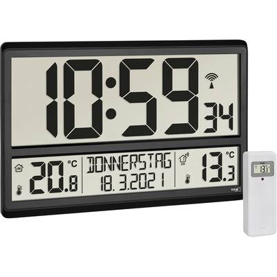 TFA Dostmann 60.4521.01 Radio Wall clock 360 mm x 28 mm x 235 mm Black Large display