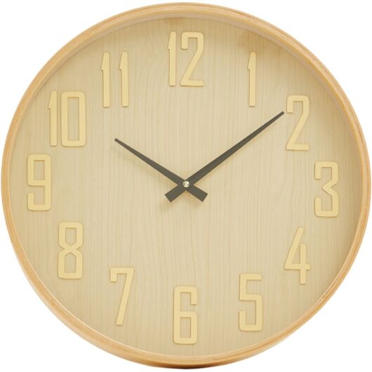 Interiors by Premier Functional Natural Wall Clock, Sleek And Sturdy Wall Clock For Kitchen, Versatile Clock For Indoor Outdoor
