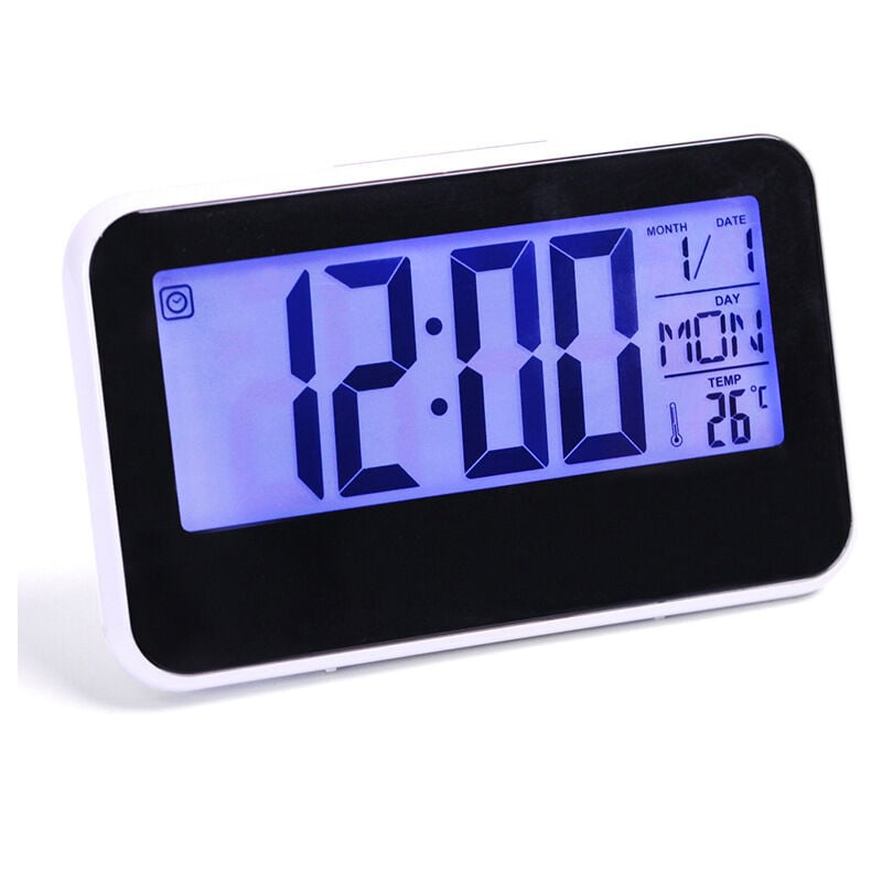 Large Silent lcd Wall Clock with Temperature and Humidity Display, Clock with Day of the Week and Date, Digital Wall Clock for Home Office