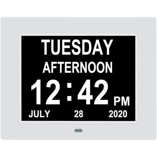 Mumu - Digital Calendar Clock, Extra Large Day Clock, Date, Time and Day of the Week, Dementia Clocks for Visually Impaired Seniors with Battery