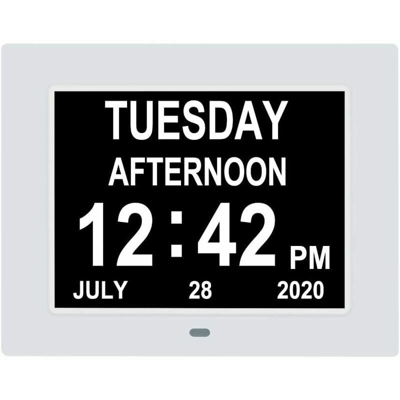 Mumu - Digital Calendar Clock, Extra Large Day Clock, Date, Time and Day of the Week, Dementia Clocks for Visually Impaired Seniors with Battery