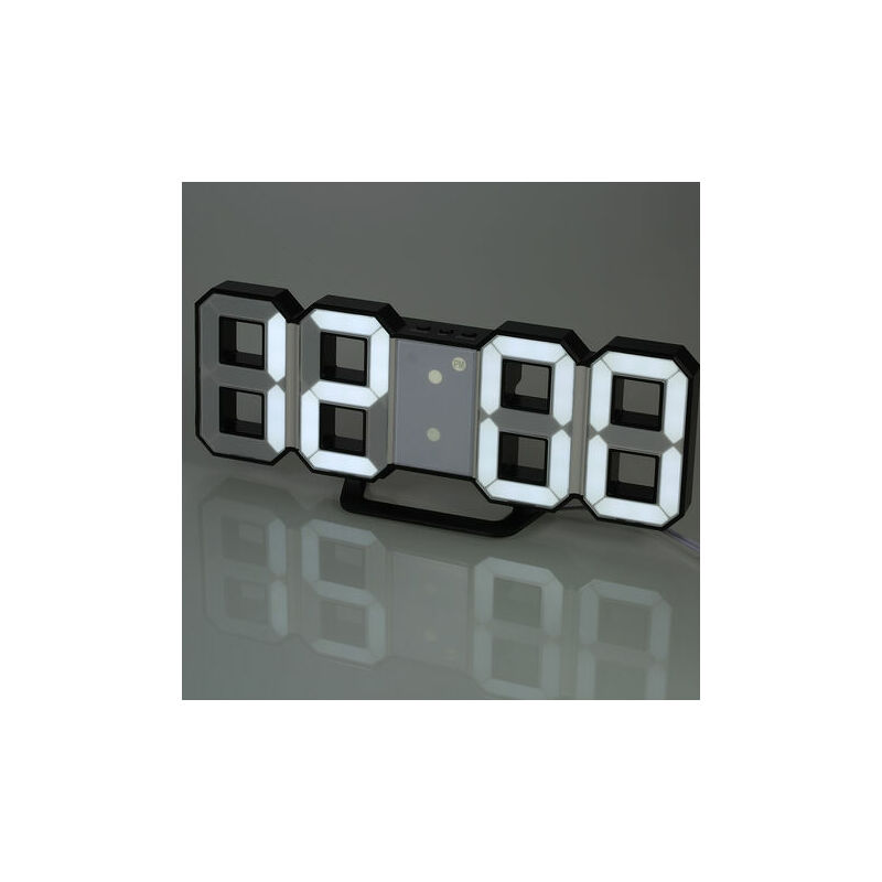 Mumu - Digital led wall clock, adjustable luminance, white light, black shell