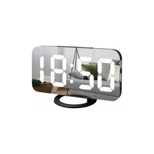 Orchidée - Digital Alarm Clock, Large led Mirror Display, Auto-Dim Mode, Modern Design Clock