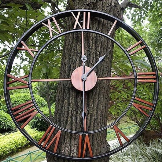 Outdoor Garden Clock, Garden Wall Clock, Large Roman Numeral, Outdoor Garden Clock, Outdoor Iron Clock, 40cm
