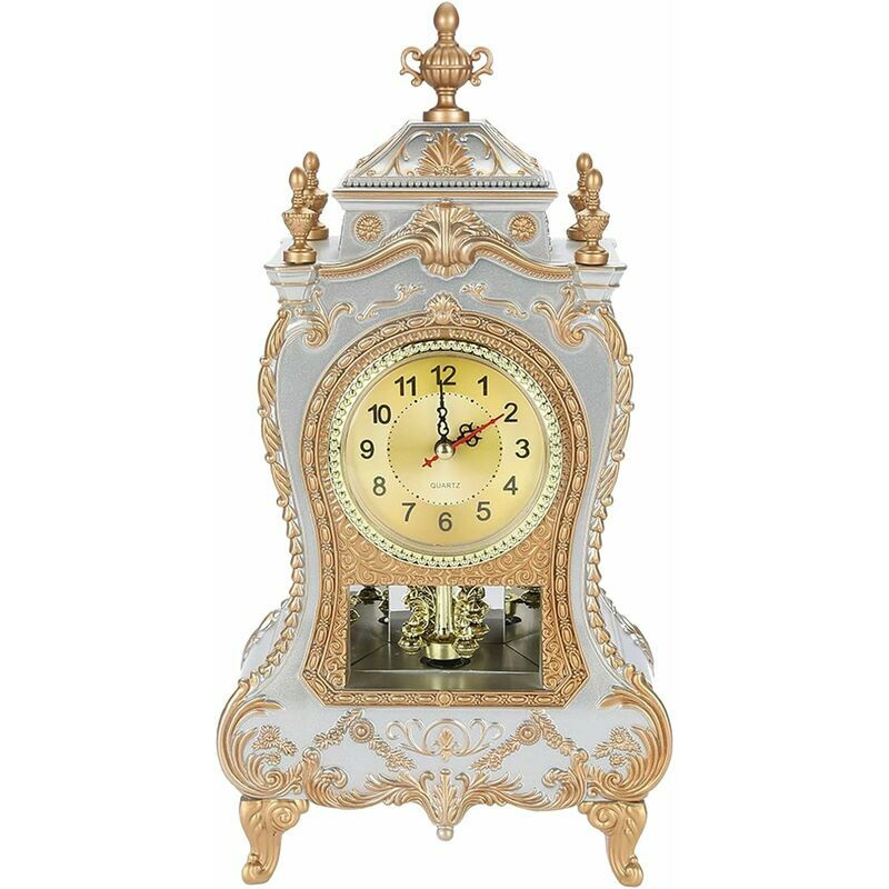 Dewdat - Antique Clock, European Style Table Clock, Wall Clock with Pendulum and Chimes for Home Decor