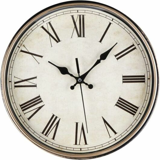 Modern Silent Quartz Wall Clock 30cm Battery Operated with Roman Numerals, Vintage Wall Pendulums, for Bedroom, Home, Kitchen, Bedroom, Office, School