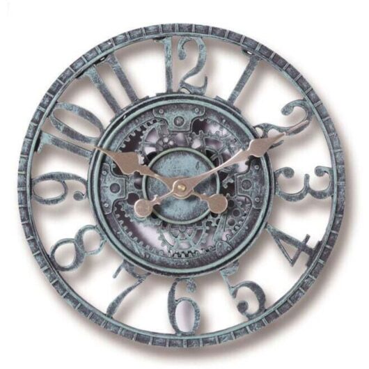 Outdoor Wall Clock, 30cm Waterproof Garden Clock, Retro Kitchen Living Room Clocks, Silent (Turquoise) MUMU