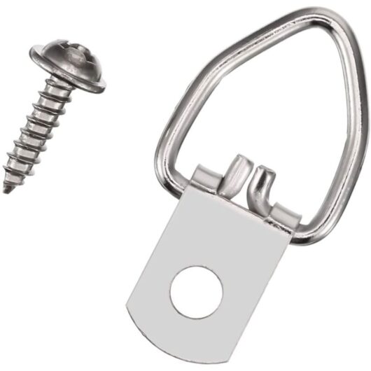 Tinor - 100 Pack Heavy Duty d Rings with Screws for Hanging Clocks, Paintings, Artwork, Painting Frames, Cross Stitch