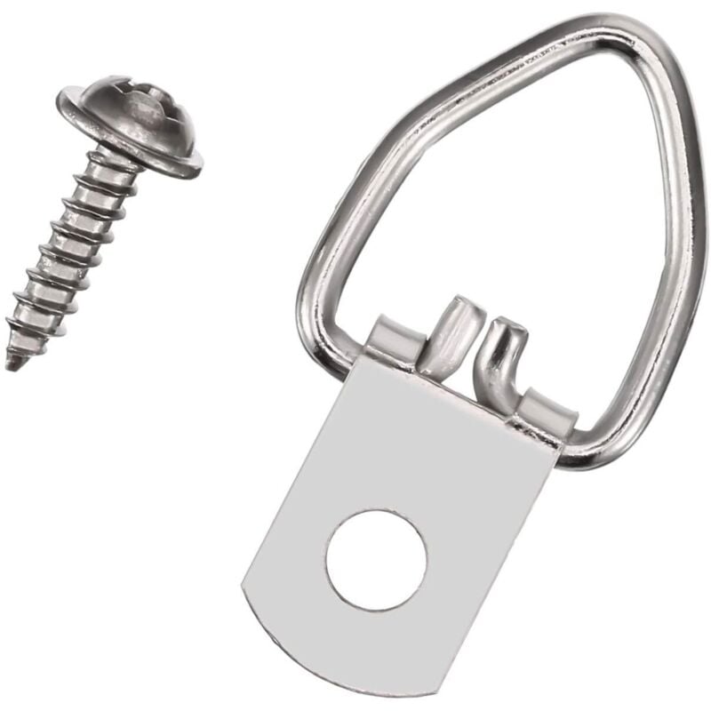Tinor - 100 Pack Heavy Duty d Rings with Screws for Hanging Clocks, Paintings, Artwork, Painting Frames, Cross Stitch