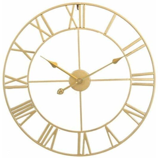 Ymyny - mumu Large Retro Iron Round Silent Battery Operated Wall Clock Roman Numerals Vintage Living Room Decor