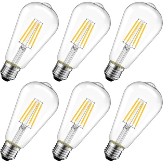 Tinor - 8W led Filament Bulb E27 ST64, Edison Bulb, 60W Incandescent Bulb Equivalent, 2700K Warm White, Pack of 6 [Energy Class e]