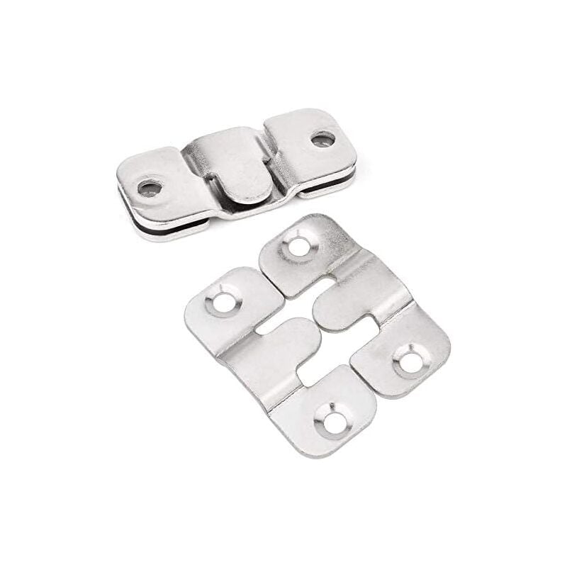 (S)10 Pairs Picture Frame Hook, Furniture Connector Flush Mount Bracket, Wall Mounted Solid Metal Photo Hanger for Fixing Picture, Image or Mirror