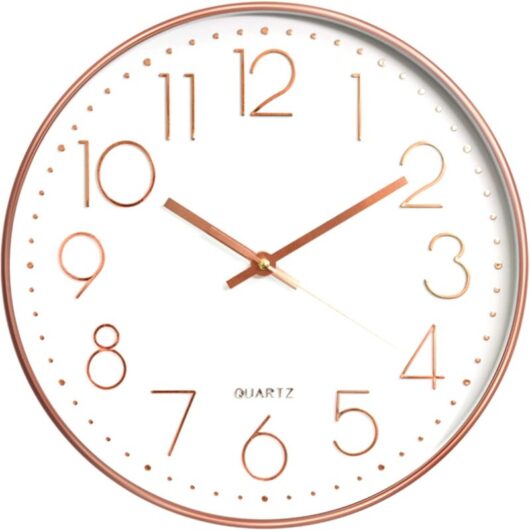 Serbia - 30 cm Silent Non-Ticking Grande Horloge Murale silencieuse sans tic tac décorative pour Cuisine Salon Chambre Bureau (Or Rose)