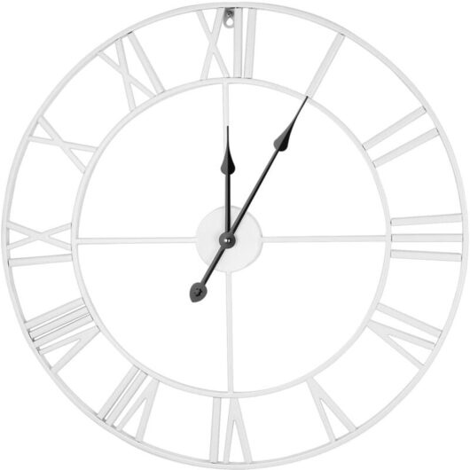 Shoze Roman Numerals Wall Clock 60CM Vintage Large Metal Wall Clock Round Silent Battery Operated Wall Clock Big Hanging Clock for Living Room