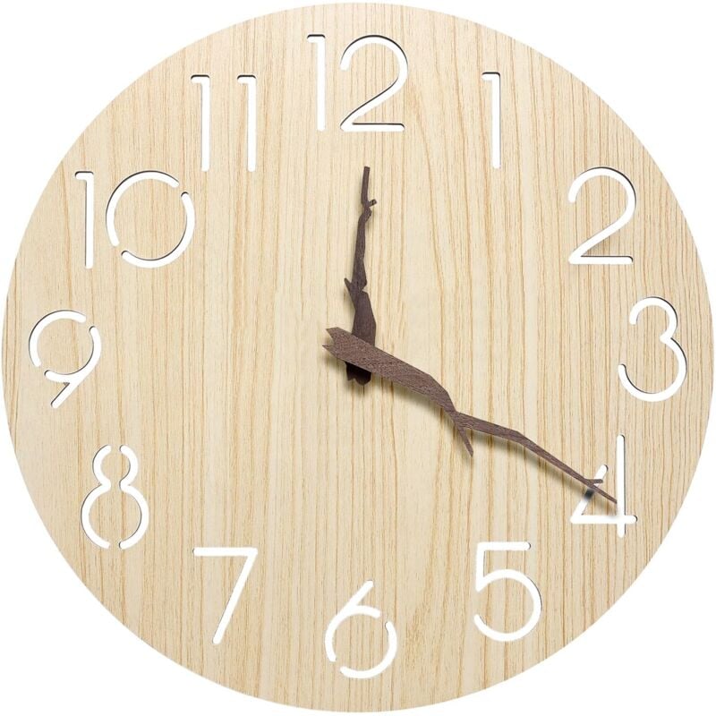 Silent Wall Clock Wall Clocks: Wooden Wall Clock Without, Modern Design Wall Clock, 3D Wall Clock, Decorative Wall Clock for Kitchen Office Living