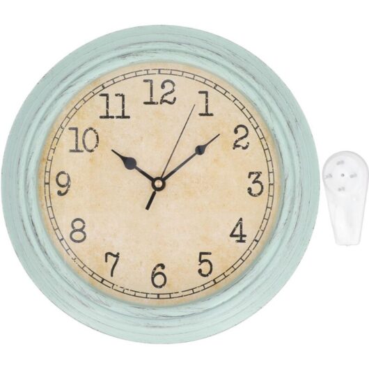Vintage Wall Clock Silent Quartz Movement Round Decorative Retro Hanging Clock for Living Room Bedroom 12 Inch Vintage Green