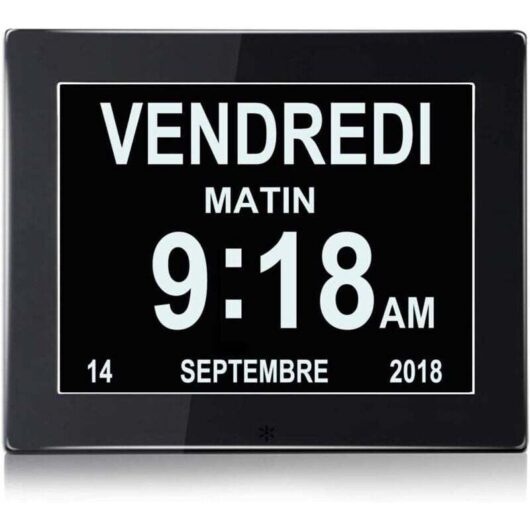 LCD Digital Clock Calendar, Digital Clock Day Clock Large Screen Alarm Clock Wall Clock Alzheimer's Clock for Parents