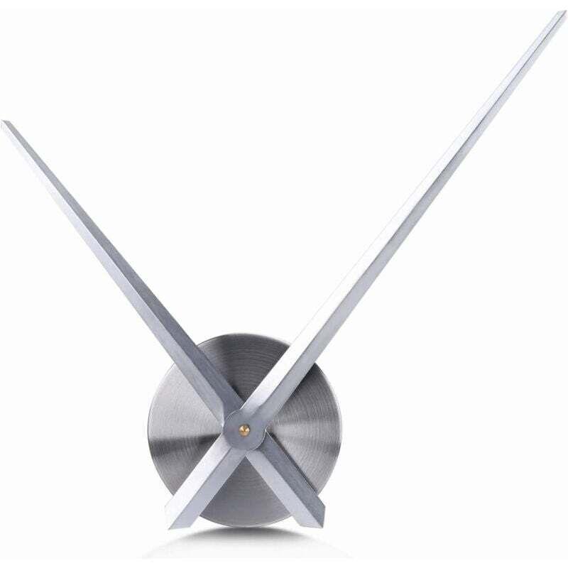 Large wall clock - 3D hands - Quartz movement clock - Crafts - Home decor (Silver)