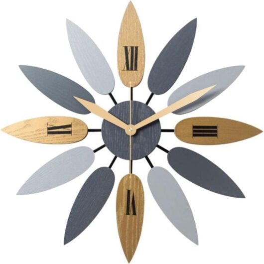 Modern Design Wall Clock, Giant 52cm Wall Clock, Leaf-Shaped Wall Clock, Elegant Wall Clock, Colorful Vintage Kitchen Wall Clock with Roman Numerals