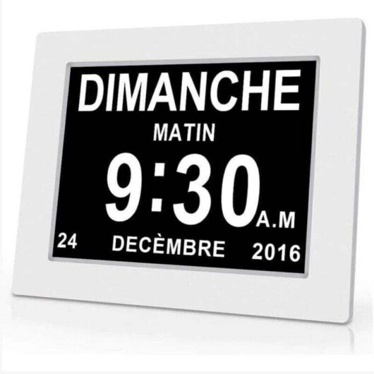 One Piece 7-inch digital calendar clock with date and time, Alzheimer's clock for parents, medication reminder for grandparents and children - White