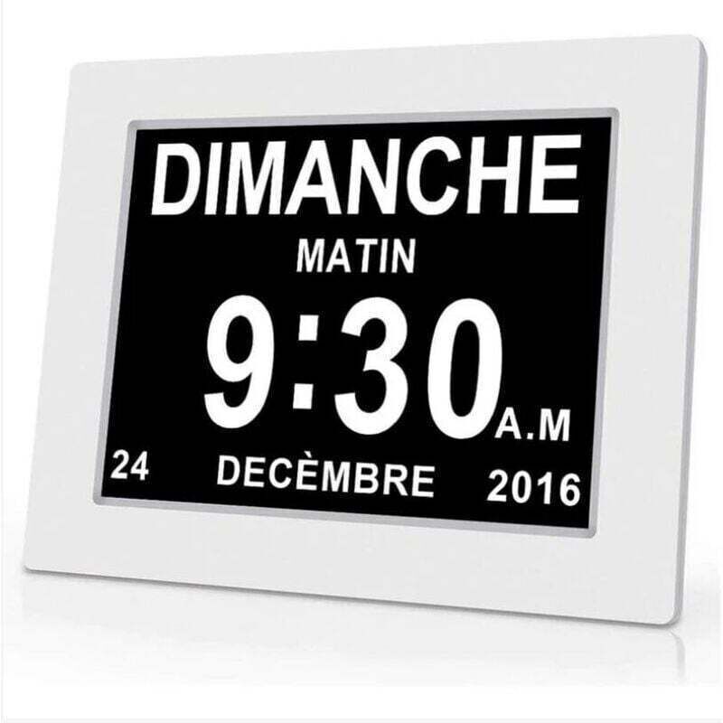 One Piece 7-inch digital calendar clock with date and time, Alzheimer's clock for parents, medication reminder for grandparents and children - White