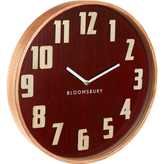 Premier Housewares - Interiors by Premier Red Grain Large Wall Clock, Easy To Read Design Of Clock For Indoor, Versatile And Functional Outdoor Clock