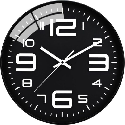 Silent Clock, 30cm Quartz Silent Clock, Battery Operated, Modern Style Designed for Home, Office and School (Black)