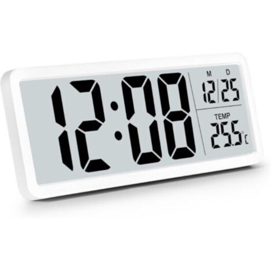 Battery Operated Digital Wall Clock, Digital Wall Clock with Large Numbers, Temperature, 12/24 Hour, Desk Clock, Digital Wall Clock for Living Room,