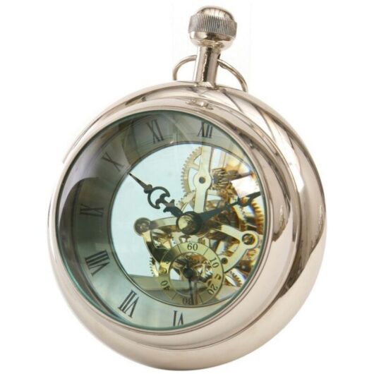 Large Paperweight Clock - Aluminum/Glass - L13 x W15 x H15 cm - Silver/Brass