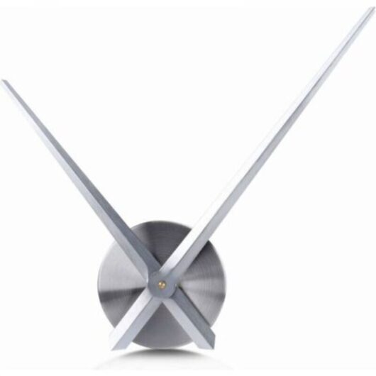 Large Wall Clock - 3D Hands - Quartz Movement Clock - DIY Craft - Home Decoration (Silver)