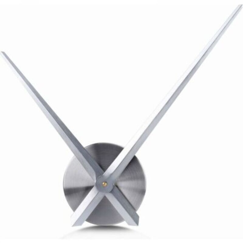 Large Wall Clock - 3D Hands - Quartz Movement Clock - DIY Craft - Home Decoration (Silver)