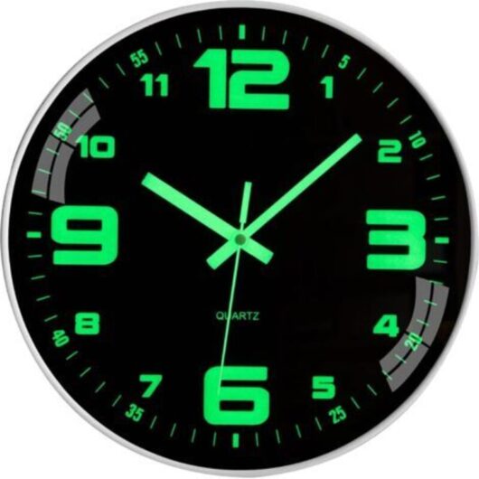 Luminous Wall Clock Silent Non-Ticking - 30 cm - Modern Quartz - Large Battery Operated Wall Clock - Easy to Read - for Bedroom, Home, Kitchen,