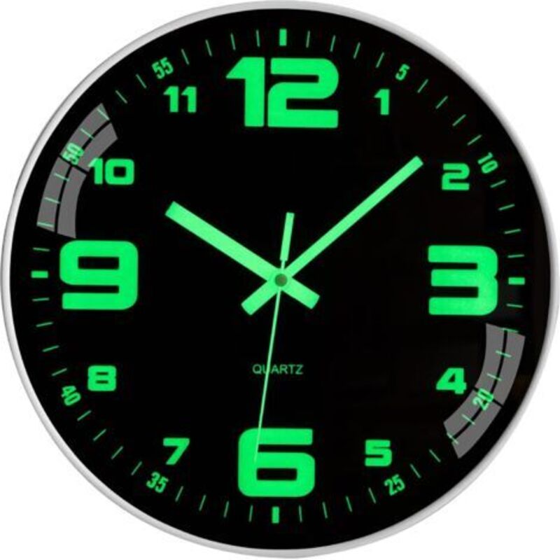 Luminous Wall Clock Silent Non-Ticking - 30 cm - Modern Quartz - Large Battery Operated Wall Clock - Easy to Read - for Bedroom, Home, Kitchen,