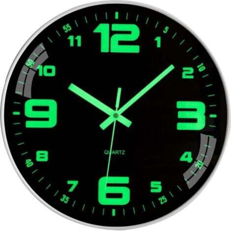 Luminous Wall Clock Silent Non-Ticking - 30 cm - Modern Quartz - Large Battery Operated Wall Clock - Easy to Read