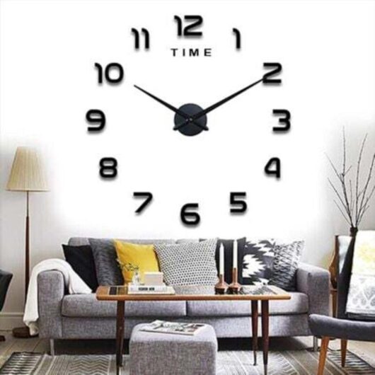 Modern DIY Large Wall Clock, Silent, Modern Metal Wall Clock, Home Office Decorations - Black