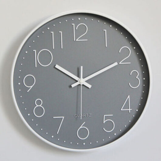 Modern Silent Non-Ticking Wall Clock, Silent Mute Wall Clock Pendulum Wall Clock for Bedroom Kitchen Living Room - Grey-30 CM