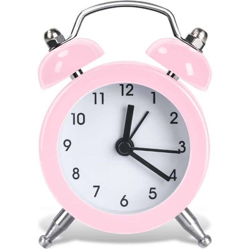 Mumu - Vintage Style Alarm Clock, Mini Retro Alarm Clock, Loud Volume Battery Operated Bedside Alarm Clock - Retro Silent Analog Alarm Clock for