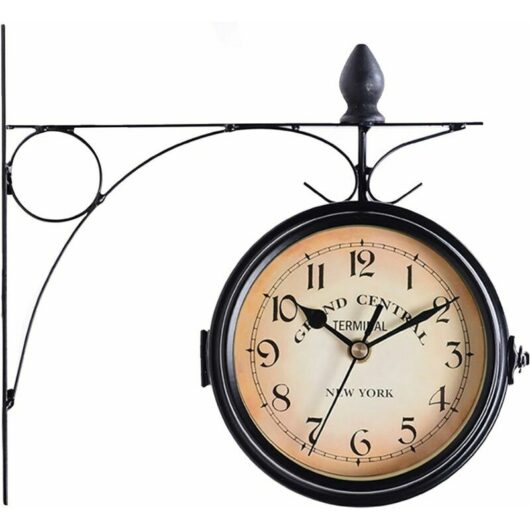 Outdoor Wall Clock 4.8 Inch Garden Double Sided Clock Retro Wall-Mounted Clock for Indoor and Outdoor Gardens