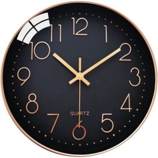 Silent Non-Ticking Wall Clock, 20cm Arabic Numerals Modern Decorative Round Quartz Clock, for Living Room Bedroom Kitchen Office Classroom - Black