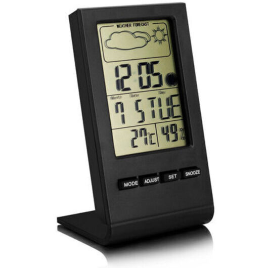 Wireless Weather Station, Indoor/Outdoor Thermometer, Hygrometer, Barometer, Digital Alarm Clock with Outdoor Sensor, Time, Date, Day, and Moon Phase