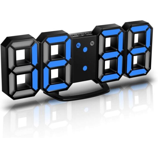 3D LED Digital Alarm Clock, Wall Clock, Digital Clock, Timorn 3D LED Alarm Clock with 3 Adjustable Brightness Levels, Snooze Function, Night Light,