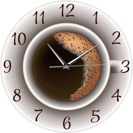 Coffee Cup Wall Clock, 2023 Wall Clock for Living Room Decoration, Large Clock for Home/Office/Kitchen/Classroom/School, Classic Movement Coffee Cup
