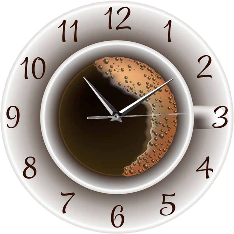 Coffee Cup Wall Clock, 2023 Wall Clock for Living Room Decoration, Large Clock for Home/Office/Kitchen/Classroom/School, Classic Movement Coffee Cup