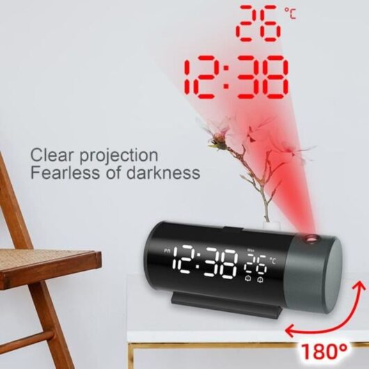 Digital Projector Alarm Clock with Large LCD Display, Ceiling Projection, Digital Clock with Dual Alarms, Indoor Thermometer